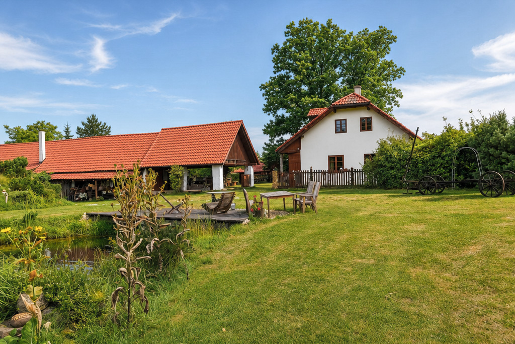 Jezírko a dům